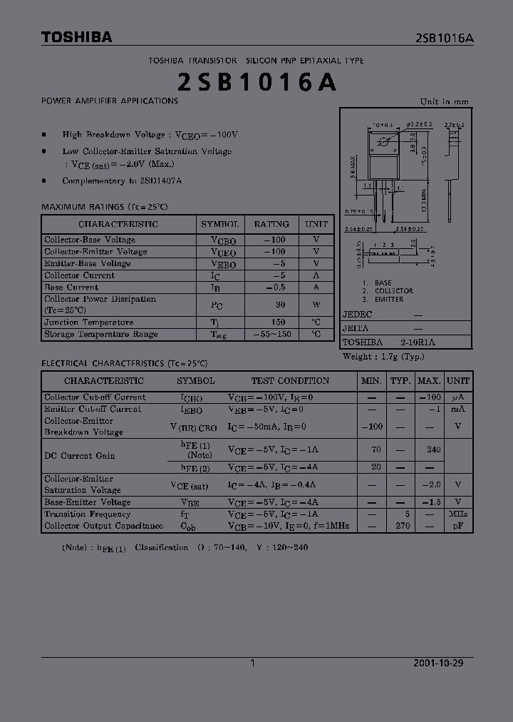 2SB1016AY_3209602.PDF Datasheet