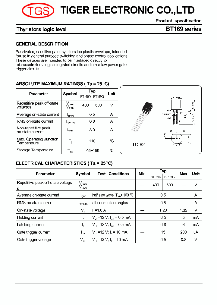 Bt169d Datasheet Pdfs