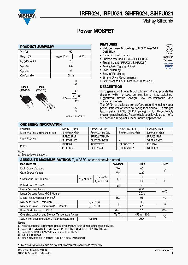 SIHFU024-GE3_3245870.PDF Datasheet