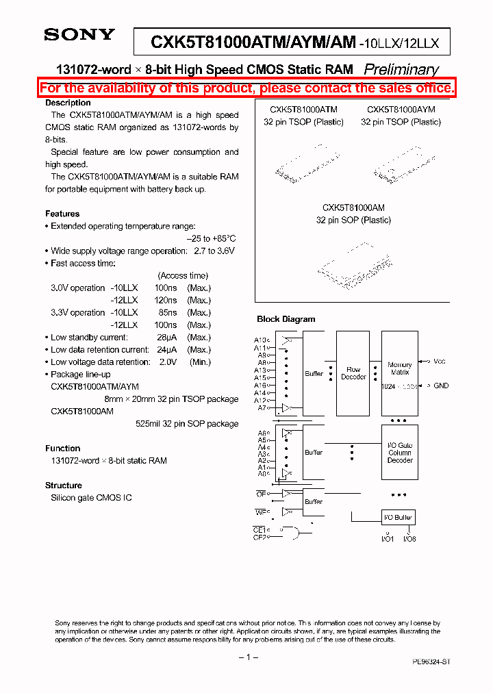 CXK5T81000ATMAYMAM-12LLX_3263806.PDF Datasheet