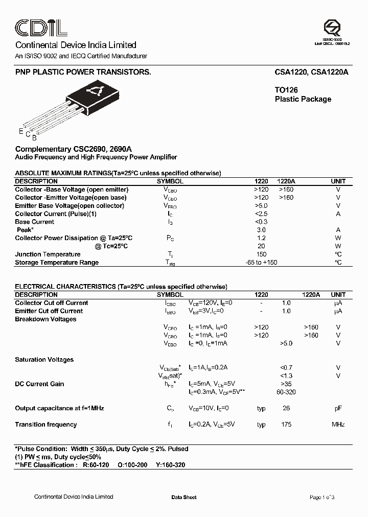 CSA1220AO_3275060.PDF Datasheet