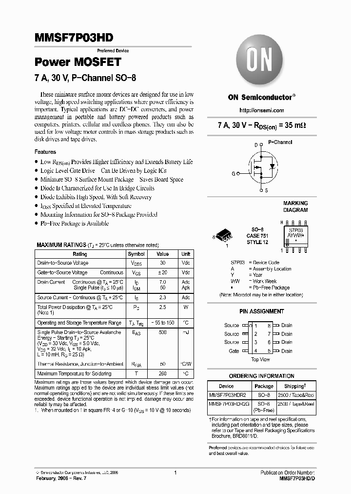 MMSF7P03HD_3283236.PDF Datasheet