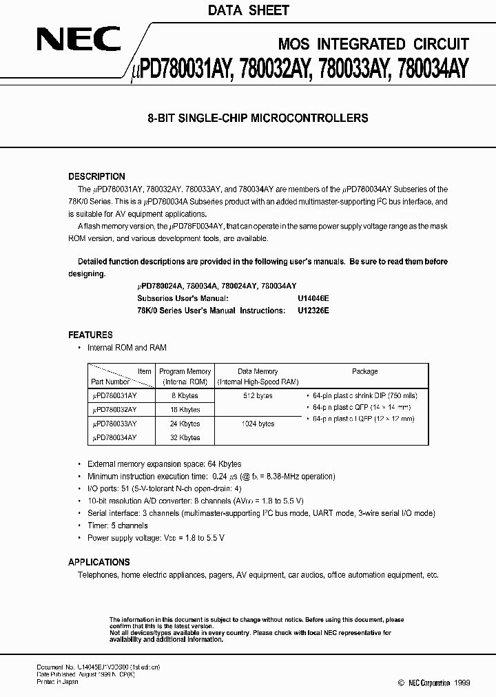 UPD780031AY_3282158.PDF Datasheet