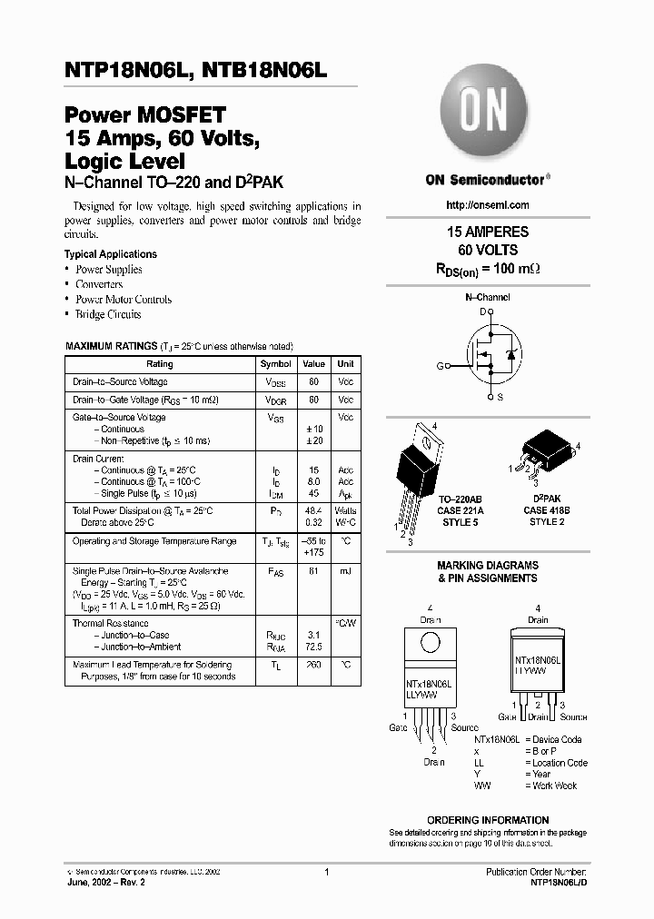 NTP18N06L-D_3296229.PDF Datasheet