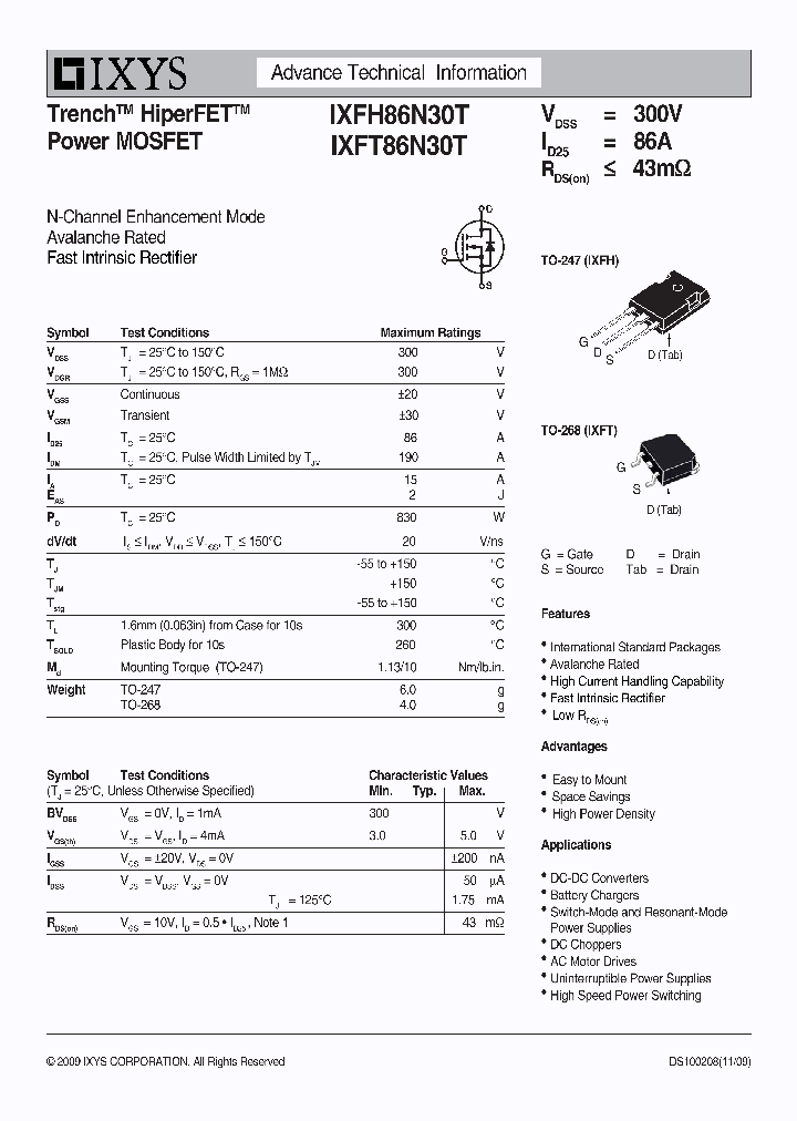 IXFT86N30T_3307430.PDF Datasheet