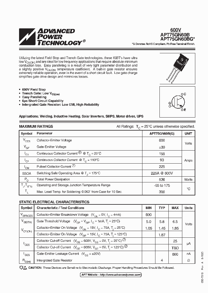 APT75GN60BG_3320682.PDF Datasheet