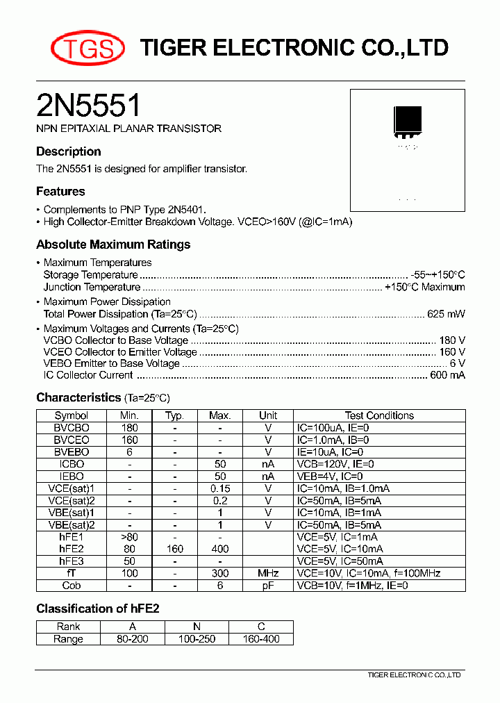 2N5551_3322415.PDF Datasheet Download --- IC-ON-LINE