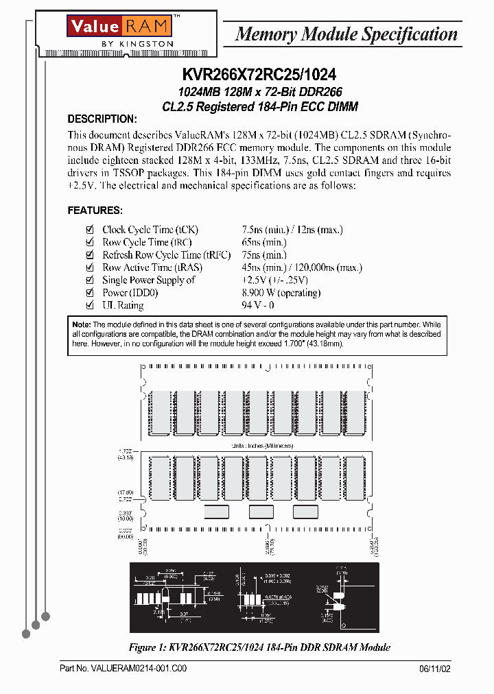 KVR266X72RC251024_3340762.PDF Datasheet