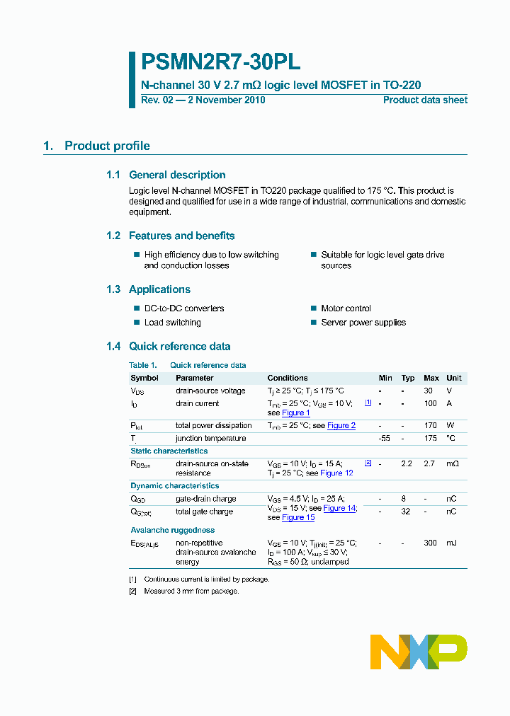 PSMN2R7-30PL_3356521.PDF Datasheet