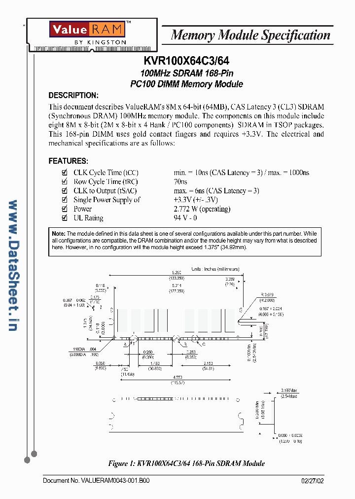 KVR100X64C364_3372984.PDF Datasheet