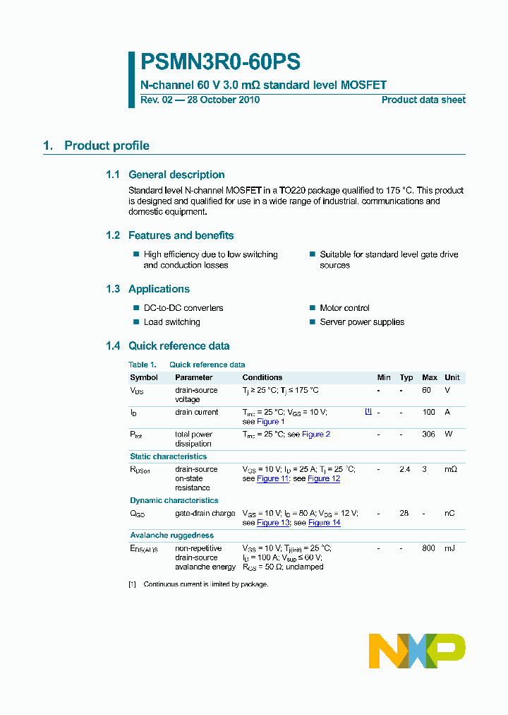 PSMN3R0-60PS_3398839.PDF Datasheet