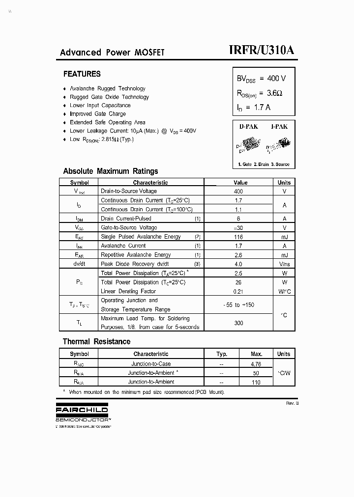 IRFU310A_3409835.PDF Datasheet