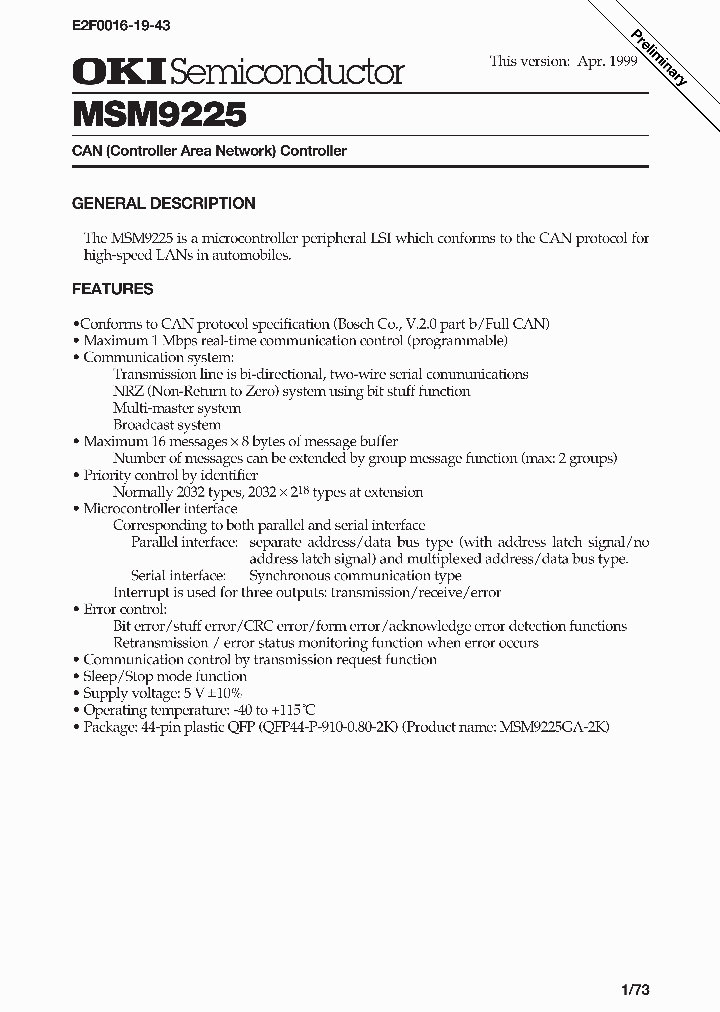 MSM9225_3442343.PDF Datasheet