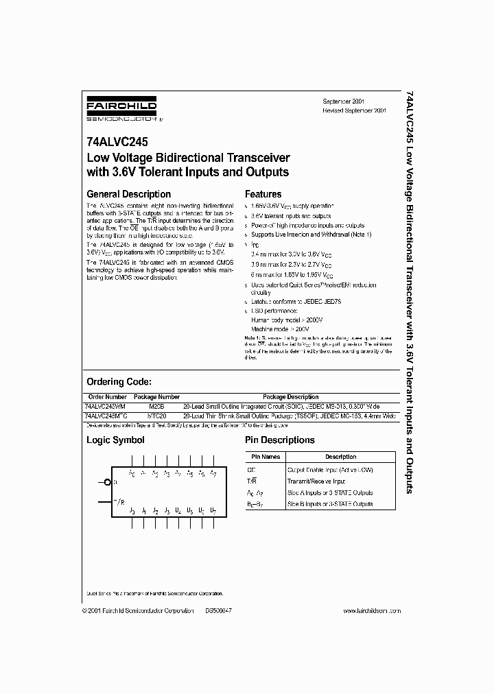 74ALVC245WMX_3464360.PDF Datasheet