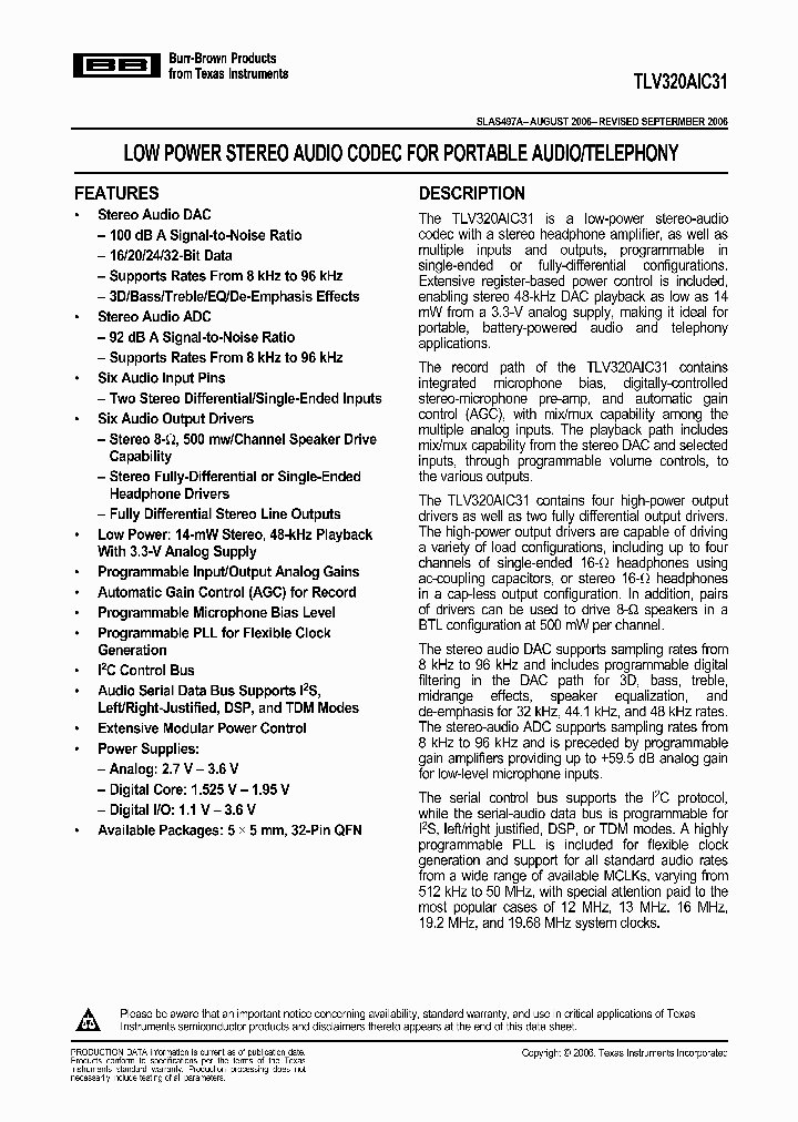 TLV320ALC31_3482864.PDF Datasheet