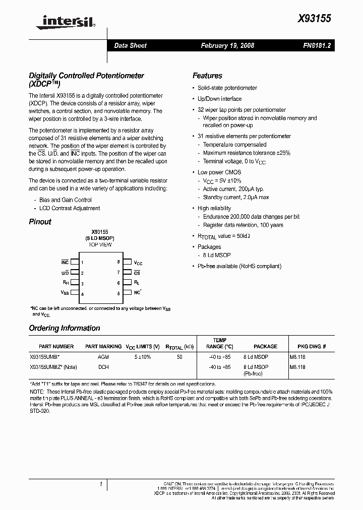 X93155UM8I_3538340.PDF Datasheet