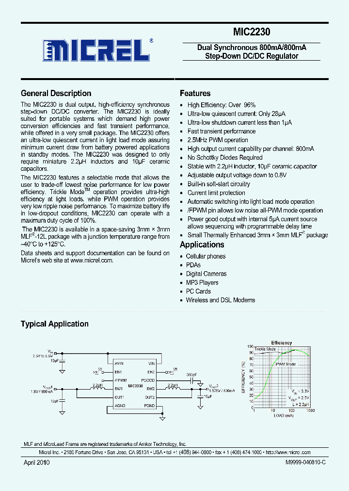 MIC2230-GFHYML_3611411.PDF Datasheet Download --- IC-ON-LINE