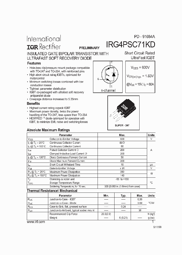 IRG4PSC71KD_3668227.PDF Datasheet