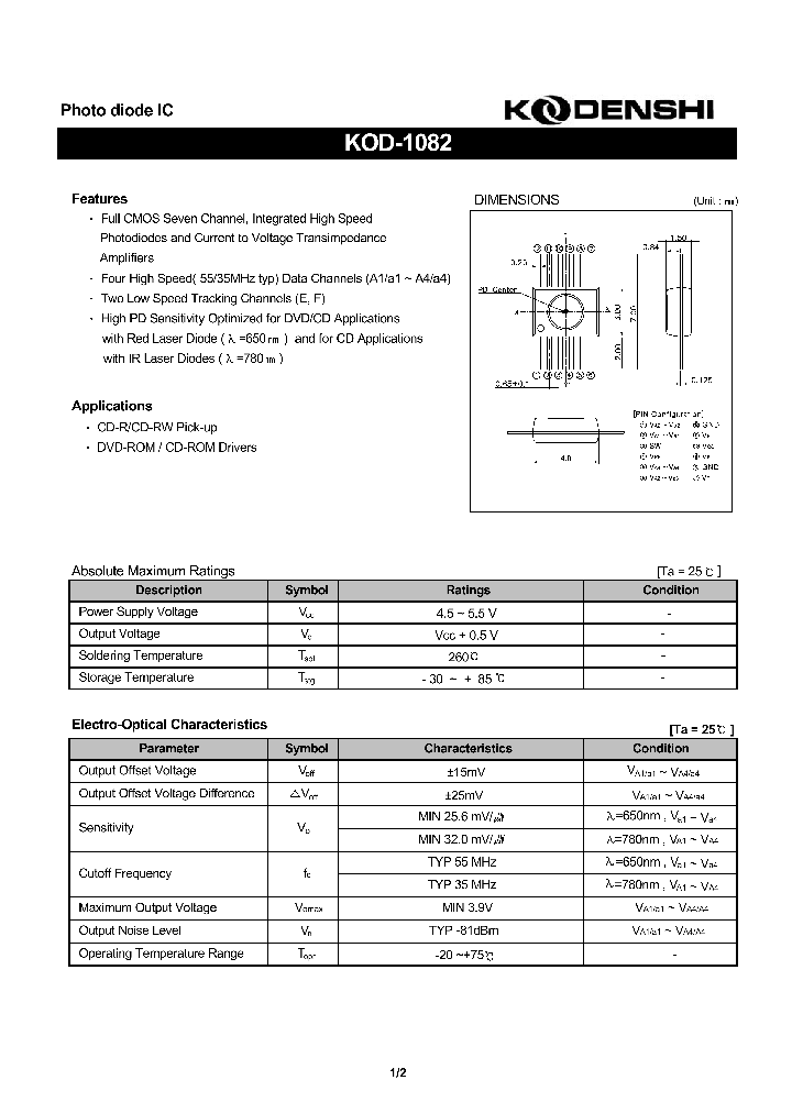 KOD-1082_3669218.PDF Datasheet Download --- IC-ON-LINE