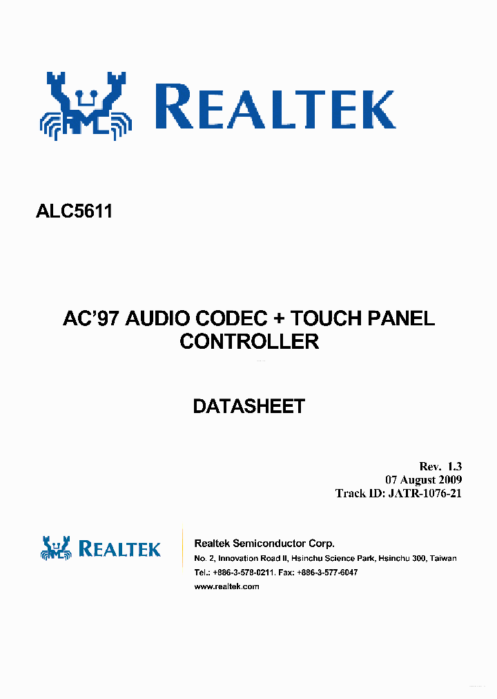ALC5611_3685411.PDF Datasheet Download --- IC-ON-LINE