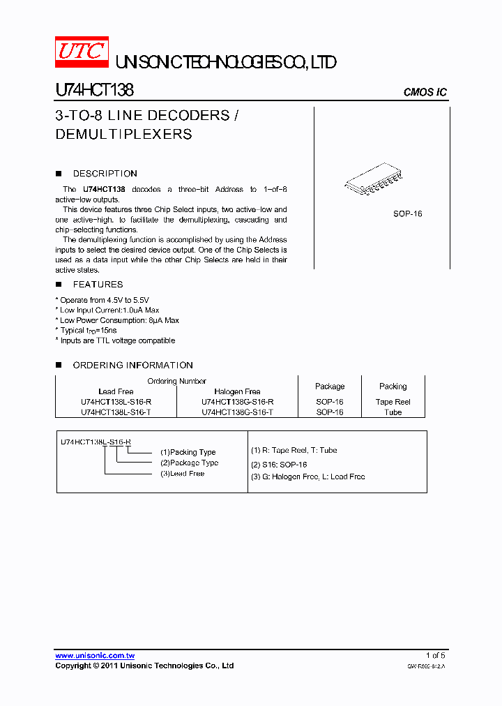 U74HCT138G-S16-R_3705084.PDF Datasheet