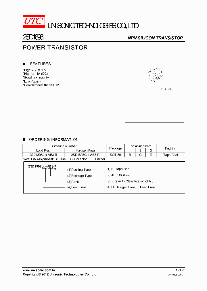 2SD1898G-X-AB3-R_3705127.PDF Datasheet