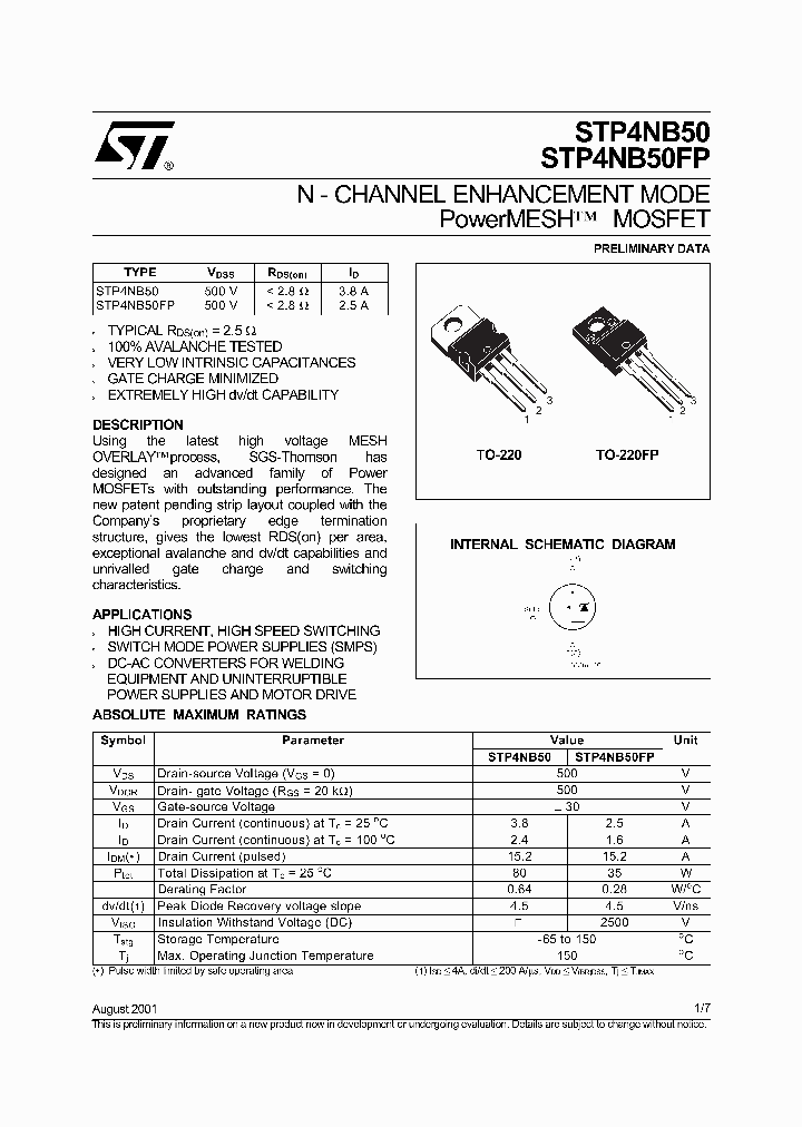 STP4NB50_3706793.PDF Datasheet