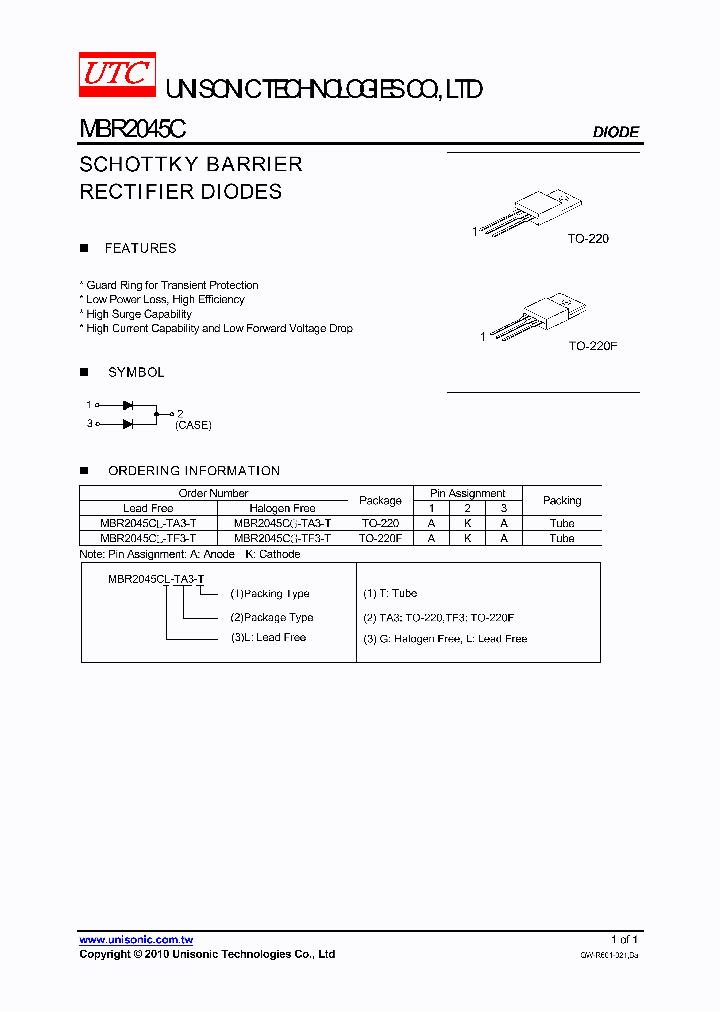 MBR2045CG-TA3-T_3770405.PDF Datasheet