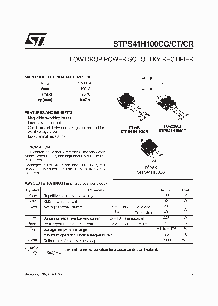 STPS41H100CG-TR_3770451.PDF Datasheet
