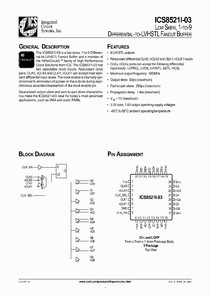 ICS8521AYI-03LF_3754581.PDF Datasheet