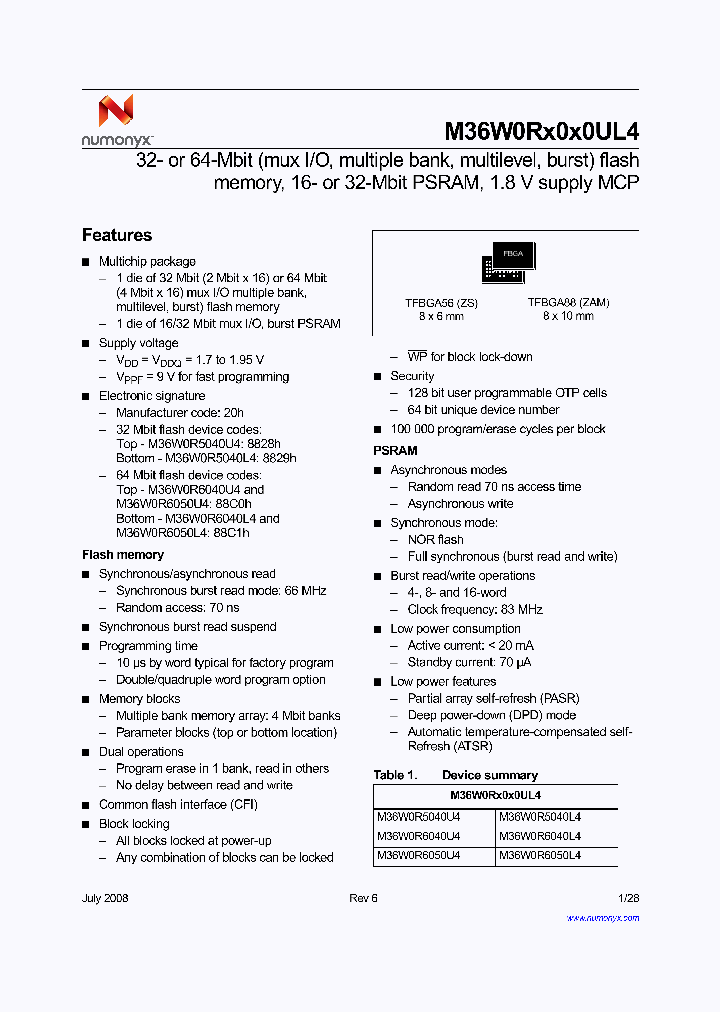 M36W0R6050U4ZSF_3774818.PDF Datasheet