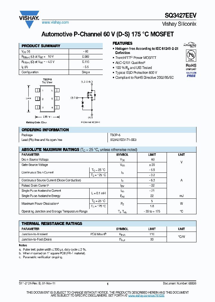 SQ3427EEV-T1-GE3_3951988.PDF Datasheet