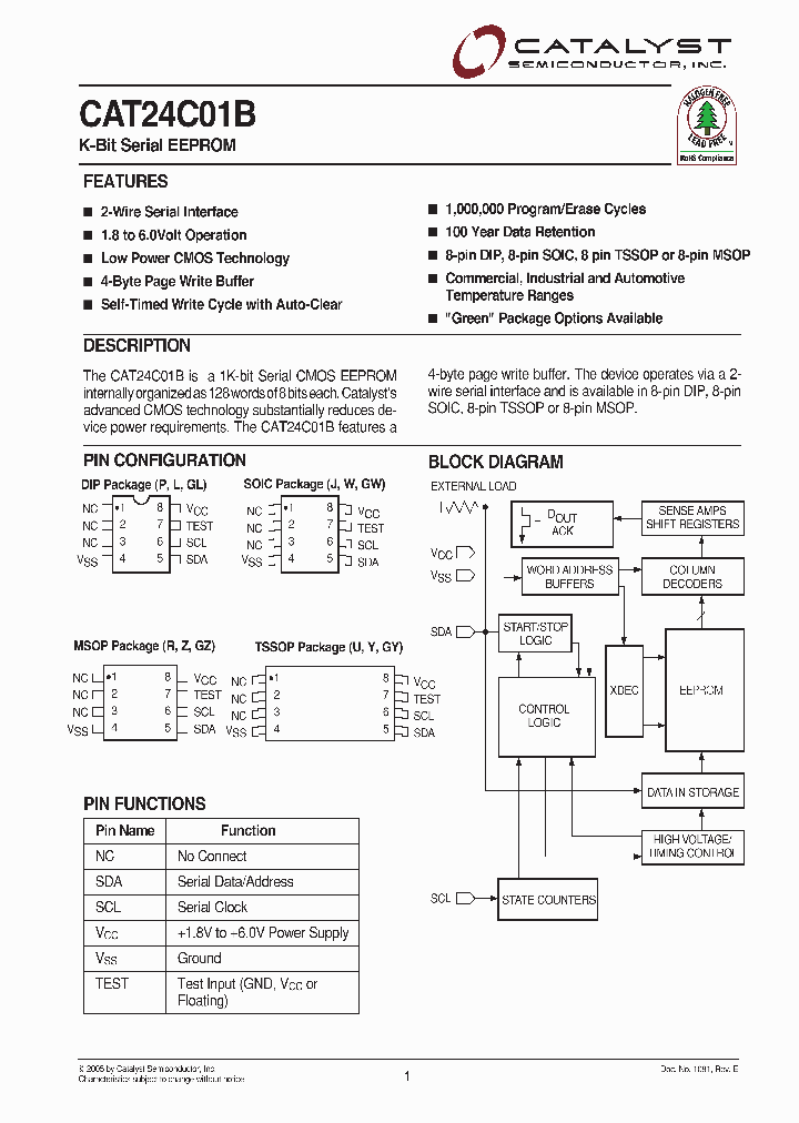 CAT24C01BGZI-REV-A_3779881.PDF Datasheet