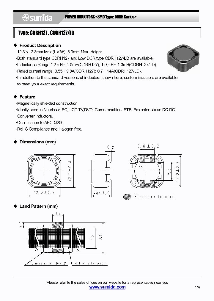 CDRH127NP-820MC_3784154.PDF Datasheet Download --- IC-ON-LINE