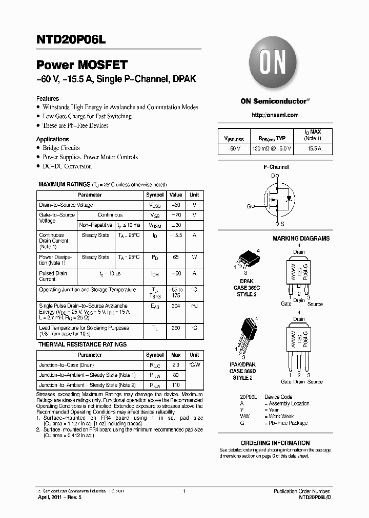 NTD20P06L-1G_3818781.PDF Datasheet