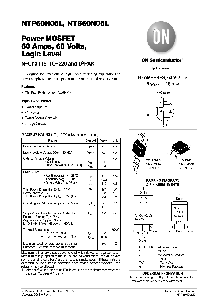 NTB60N06LG_4087395.PDF Datasheet