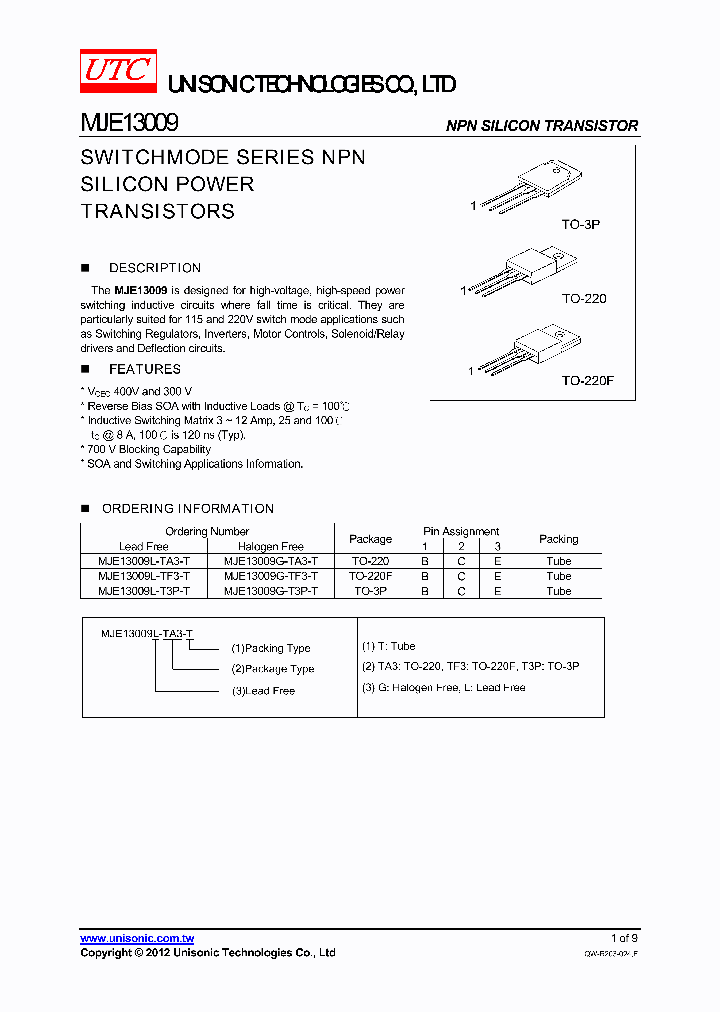 MJE13009G-TF3-T_4098279.PDF Datasheet