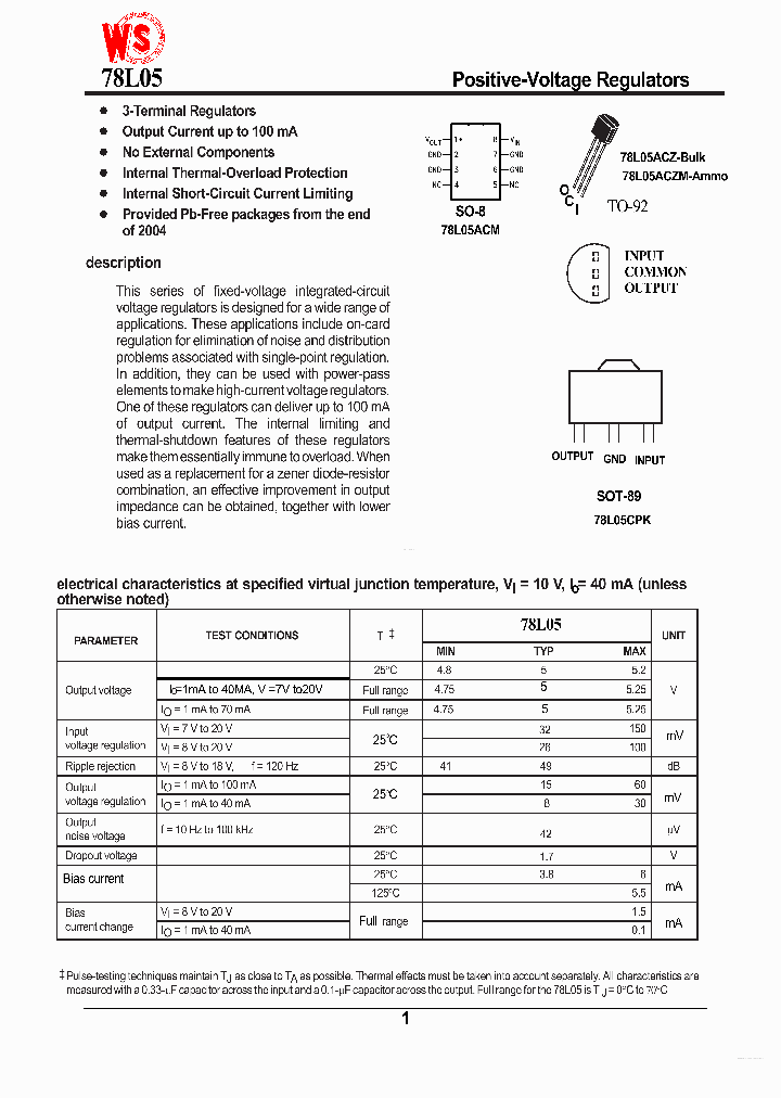 WS78L05_4112041.PDF Datasheet Download --- IC-ON-LINE