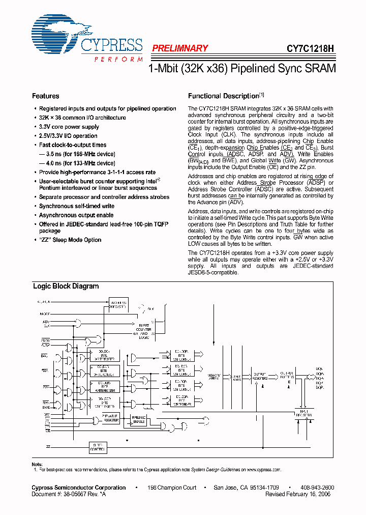 CY7C1218H-166AXI_3901313.PDF Datasheet
