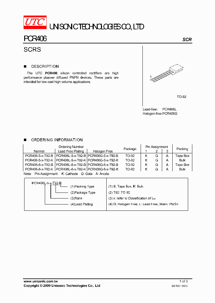 PCR406G-6-X-T92-B_4214123.PDF Datasheet Download --- IC-ON-LINE