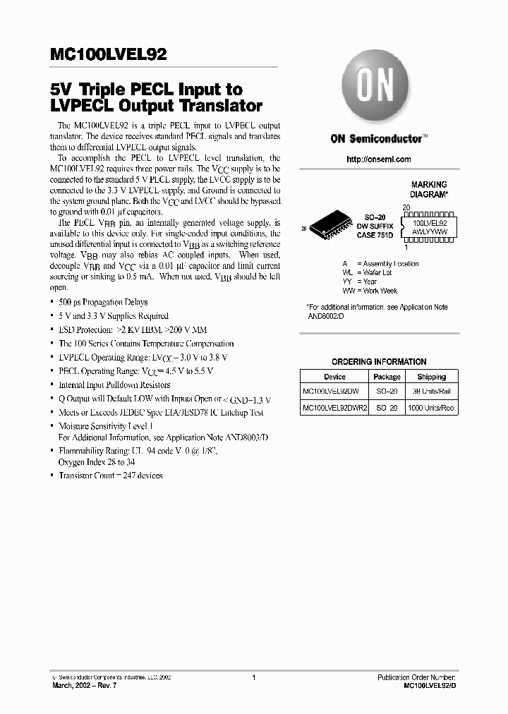 MC100LVEL92-D_4322519.PDF Datasheet