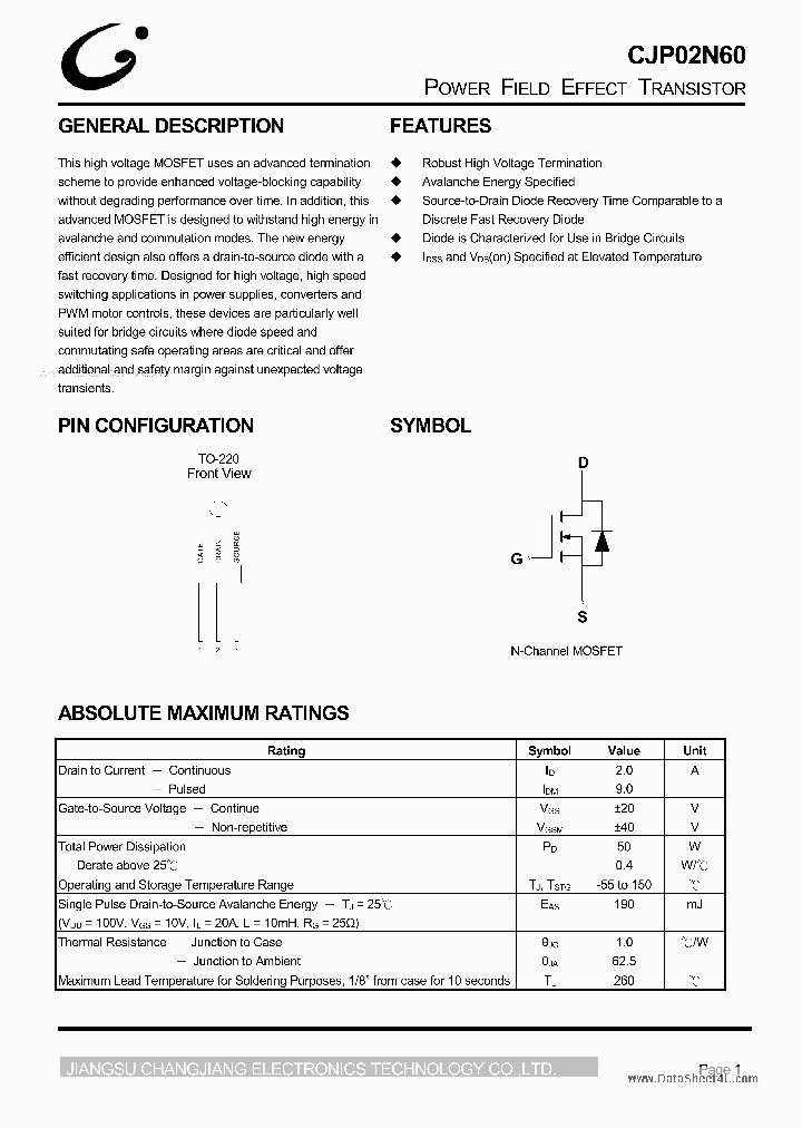 CJP02N60_4329342.PDF Datasheet