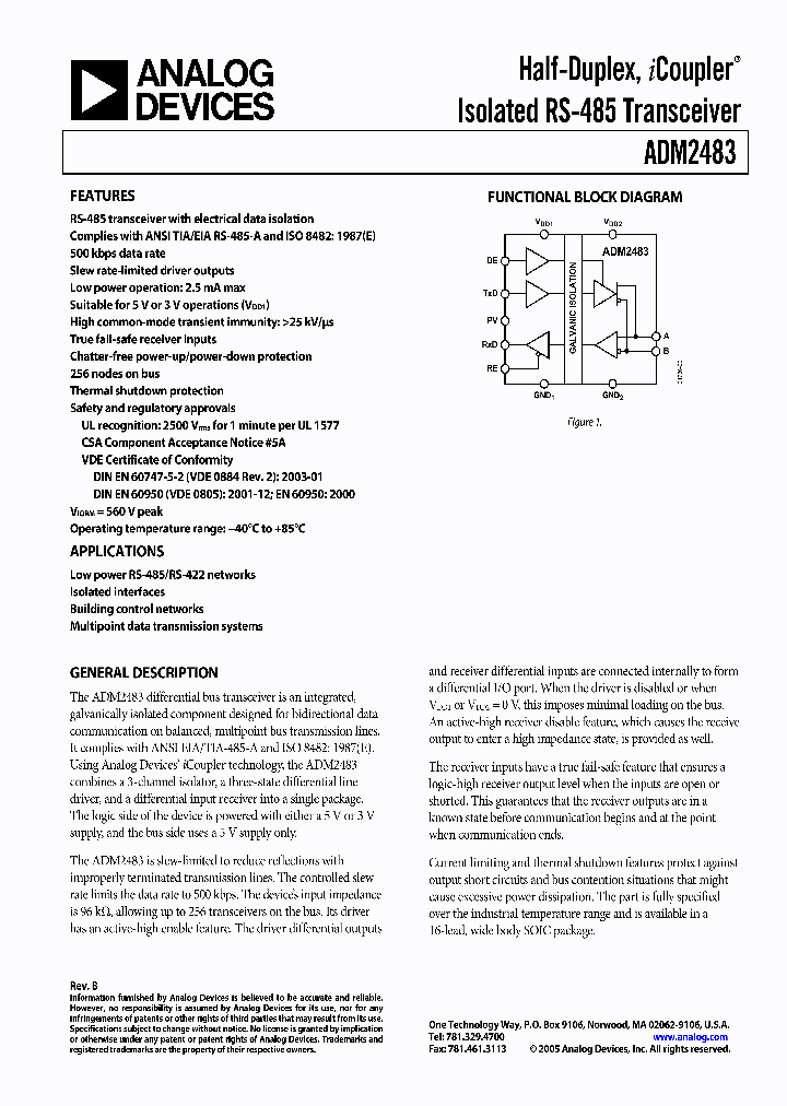ADM2483BRWZ_4364022.PDF Datasheet Download --- IC-ON-LINE