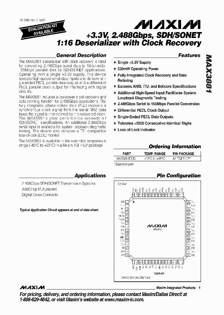 MAX3881ECBTD_4365709.PDF Datasheet