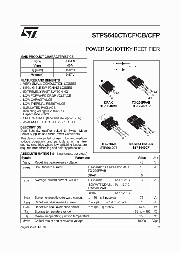 STPS640CB-TR_4365939.PDF Datasheet