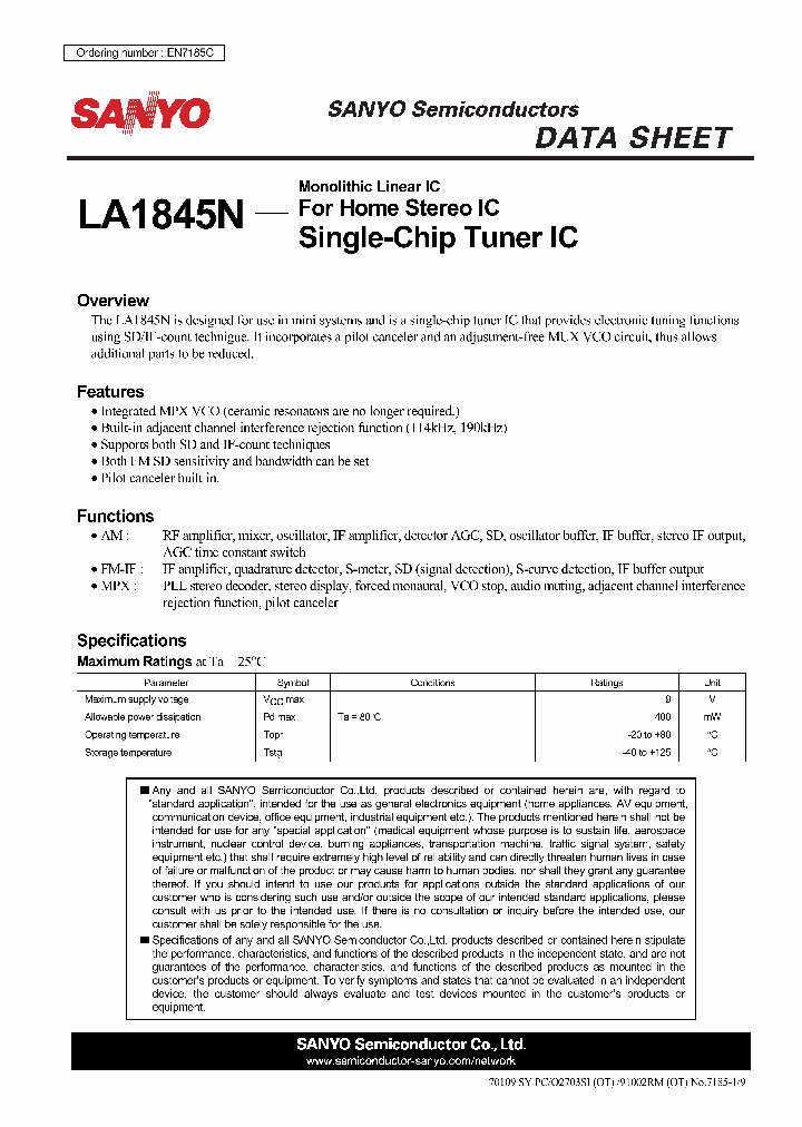 LA1845N_4366834.PDF Datasheet Download --- IC-ON-LINE