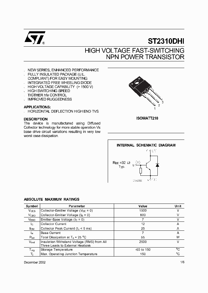 ST2310DHI_4375430.PDF Datasheet Download --- IC-ON-LINE