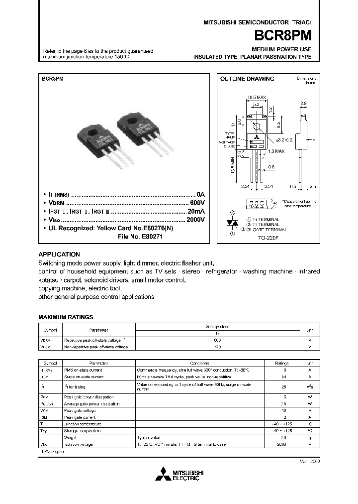 BCR8PM-12_4383097.PDF Datasheet Download --- IC-ON-LINE