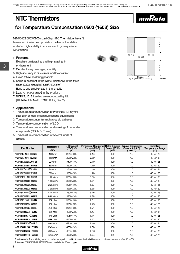 NCP18XW152K03RB_4395178.PDF Datasheet