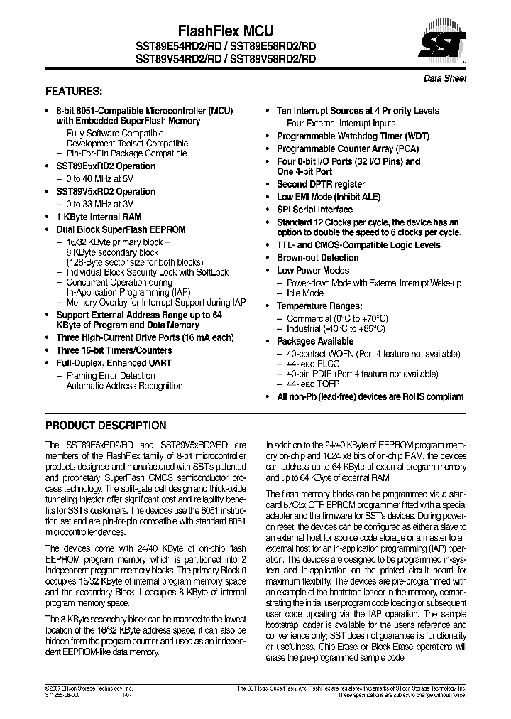 SST89V54RD-33-C-QIF_4395557.PDF Datasheet